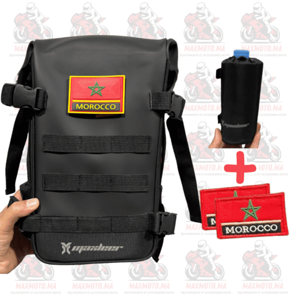 SACS LATERAUX CRASH BAR MAXLEER NOIR (PAIRE) + 1 PORTE BOUTEILLE ET 2 LOGOS MOROCCO OFFERTS